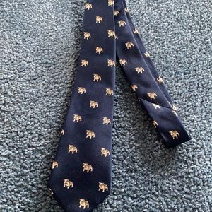 Sold.  Crewcuts blue silk tie with bulldogs